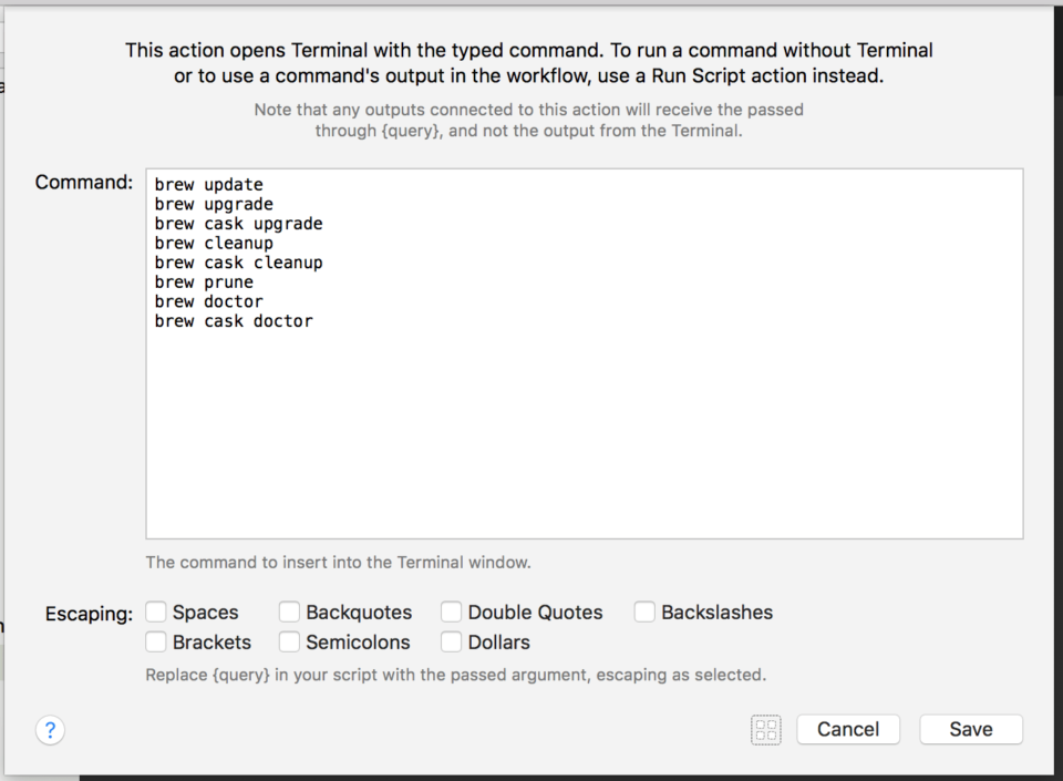 Add terminal commands to the Workflow