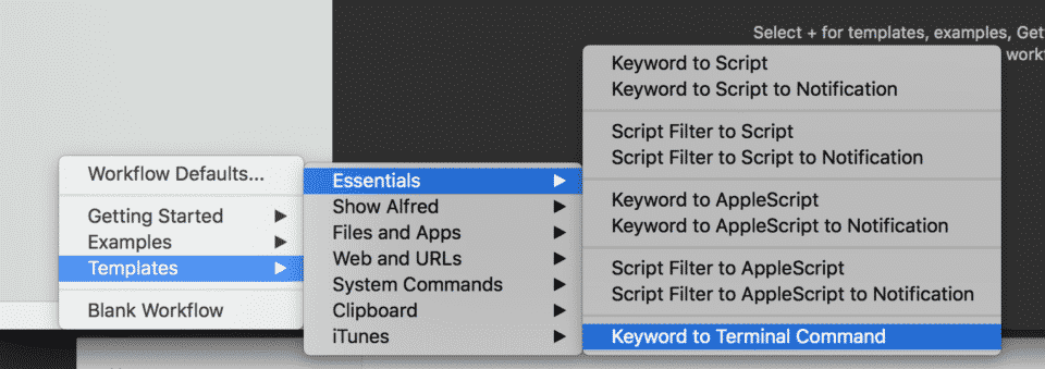 Setting up a template Workflow