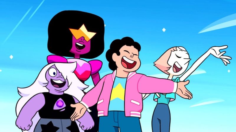 Steven Universe The Movie screenshot of Amethyst, Garnet, Steven, and Pearl